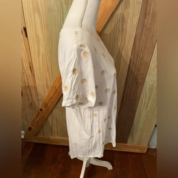 Lucky Brand White Tee with Gold Accents - Picture 5 of 8